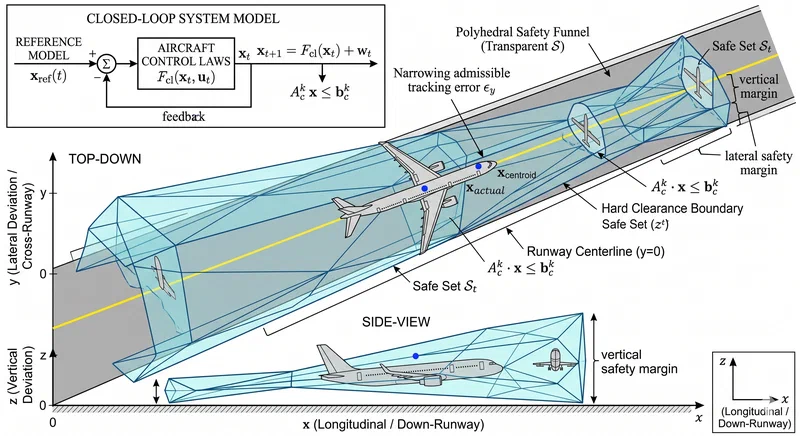 The RPM safety funnel for TaxiNet: the polyhedral region of guaranteed stabilisation onto the runway centreline